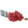 Dice>Case of 36 Deluxe Transparent Small 12mm Round Edge Dice - Red with White Pips - Your Source for Gaming Essentials