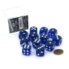 Dice>Case of 12 Deluxe Transparent 16mm Round Edge Dice - Blue with White Pips - Your Source for Gaming Essentials