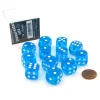 Dice>Case of 12 Deluxe Transparent 16mm Round Edge Dice - Turquoise with White Pips - Your Source for Gaming Essentials