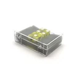 Dice>Case of 2 Large 19mm Transparent Non-Precision Dice - Yellow with White Pips - Your Source for Gaming Essentials
