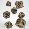 Dice>Celtic Dice Set 3D Beige/Black Set (7) - Your Source for Gaming Essentials