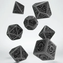 Dice>Celtic Dice Set 3D Grey/Black (7) - Your Source for Gaming Essentials