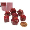 Dice>Cheater's Polyhedral 7-Dice Chessex Set - Pearlescent Red with Gold Numbers - Your Source for Gaming Essentials