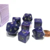 Dice>Cheater's Polyhedral 7-Dice Chessex Set - Pearlescent Purple with Gold Numbers - Your Source for Gaming Essentials