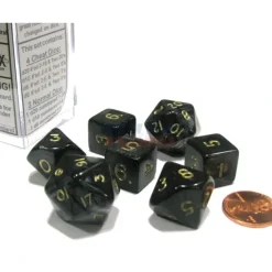 Dice>Cheater's Polyhedral 7-Dice Chessex Set - Pearlescent Black-Gray with Gold - Your Source for Gaming Essentials