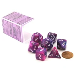 Dice>Chessex Polyhedral 7-Die Festive Dice Set - Violet (Purple) with White Numbers - Your Source for Gaming Essentials