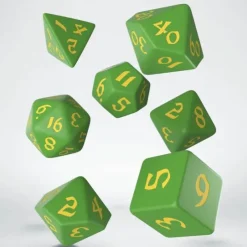 Dice>Classic Runic 7 Piece Polyhedral Dice Set - Green & Yellow - Your Source for Gaming Essentials