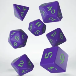 Dice>Classic Runic 7 Piece Polyhedral Dice Set - Purple & Green - Your Source for Gaming Essentials