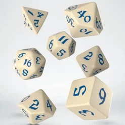 Dice>Classic Runic 7 Piece Polyhedral Dice Set - Beige & Blue - Your Source for Gaming Essentials
