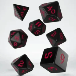 Dice>Classic Runic 7 Piece Polyhedral Dice Set - Black & Red - Your Source for Gaming Essentials