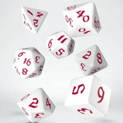 Dice>Classic Runic 7 Piece Polyhedral Dice Set - White & Red - Your Source for Gaming Essentials