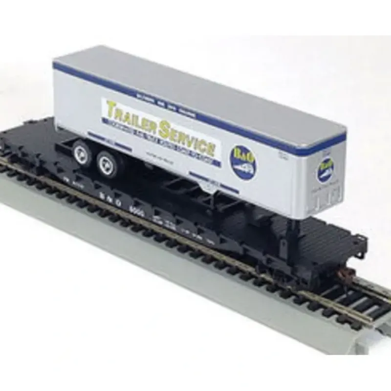 Sale Con-Cor 9421 HO Baltimore & Ohio 54' Flatcar with 40' Trailer #8000 - Your Source for Gaming Essentials Trains