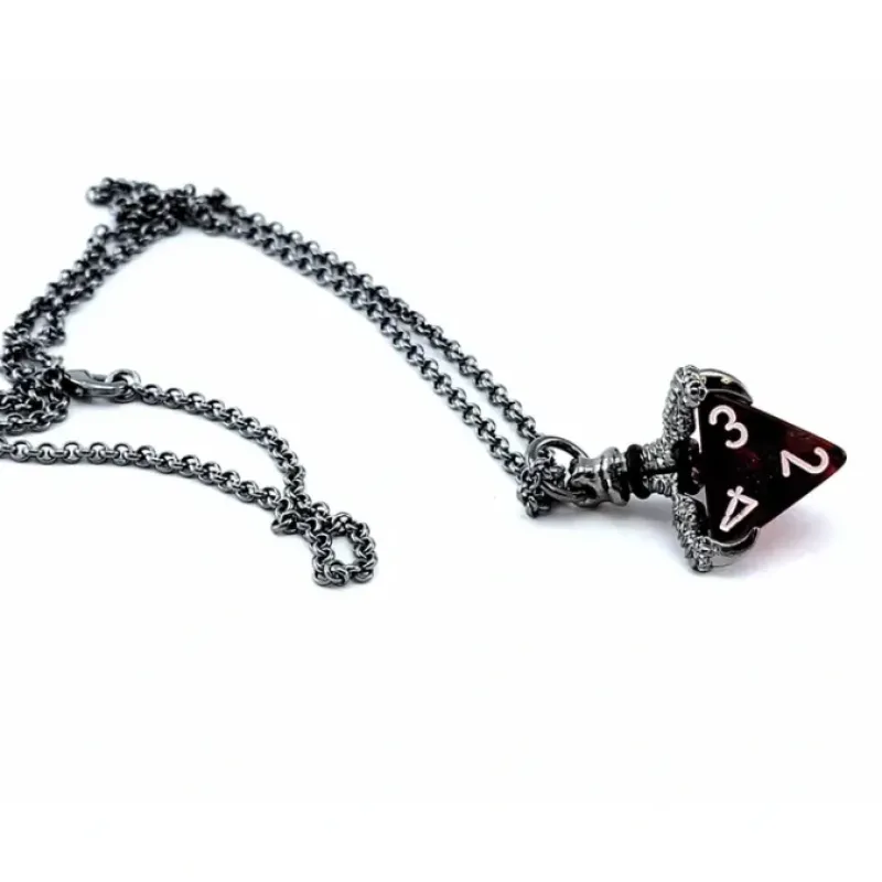 Dice-Dice Pendant Necklace with Gunmetal Gray Finish - Holds a D4 - Your Source for Gaming Essentials