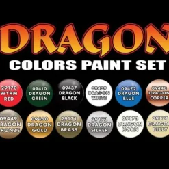 Tabletop Miniatures-Dragon Colors Paint Set #09917 (12 Bottles) - Your Source for Gaming Essentials