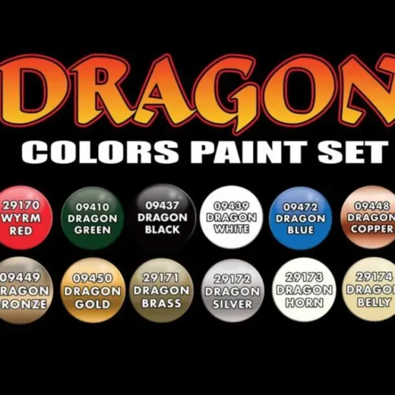 Tabletop Miniatures-Dragon Colors Paint Set #09917 (12 Bottles) - Your Source for Gaming Essentials