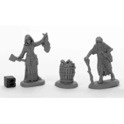 Tabletop Miniatures-Dreadmere Townsfolk: Fishwife & Crone (2) #44033 Bones Black Plastic - Your Source for Gaming Essentials