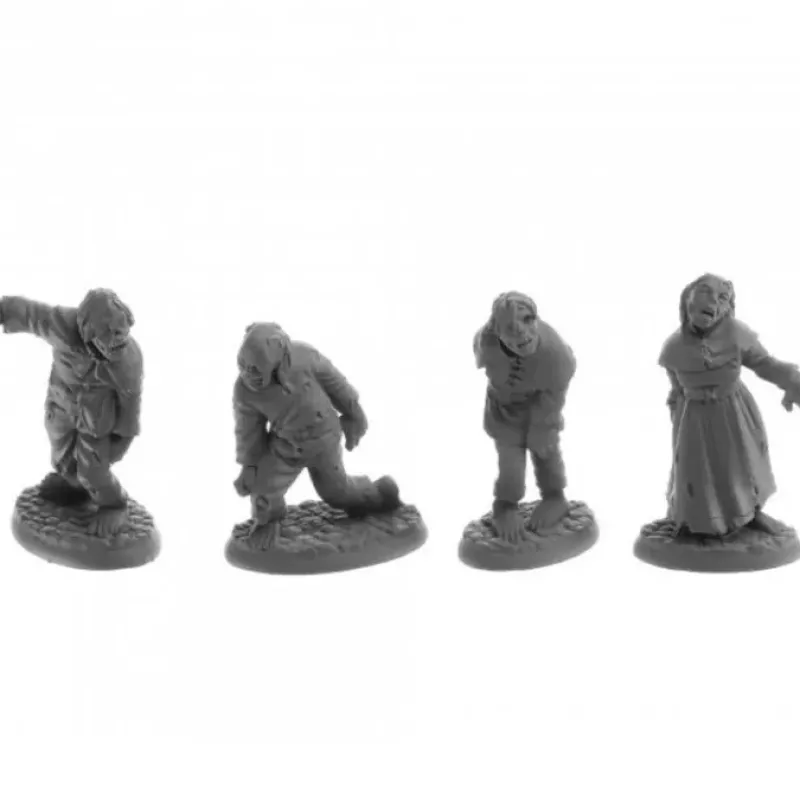 Tabletop Miniatures-Dungeon Dwellers Zombies (4) #07055 Bones USA Unpainted Plastic Figures - Your Source for Gaming Essentials