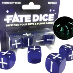 Dice>Fate Dice: Midnight Dice (Single-Player Pack, 4 Dice) - Your Source for Gaming Essentials