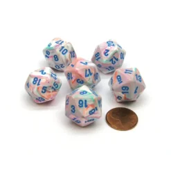 Dice>Festive 20 Sided D20 Chessex Dice, 6 Pieces - Pop Art with Blue Numbers - Your Source for Gaming Essentials
