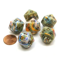 Dice>Festive 20 Sided D20 Chessex Dice, 6 Pieces - Vibrant with Brown Numbers - Your Source for Gaming Essentials