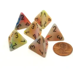 Dice>Festive 18mm 4 Sided D4 Chessex Dice, 6 Pieces - Circus with Black - Your Source for Gaming Essentials