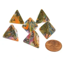 Dice>Festive 18mm 4 Sided D4 Chessex Dice, 6 Pieces - Vibrant with Brown - Your Source for Gaming Essentials