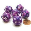 Dice>Festive 20mm 20 Sided D20 Chessex Dice, 6 Pieces - Violet with White Numbers - Your Source for Gaming Essentials