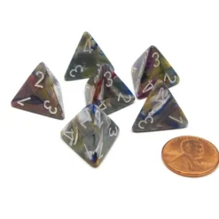 Dice>Festive 18mm 4 Sided D4 Chessex Dice, 6 Pieces - Carousel with White - Your Source for Gaming Essentials