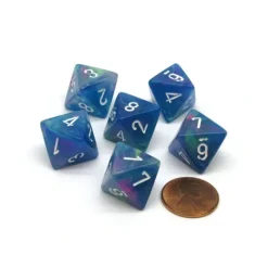 Dice>Festive 15mm 8 Sided D8 Chessex Dice, 6 Pieces - Waterlily with White Numbers - Your Source for Gaming Essentials