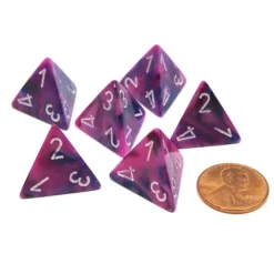 Dice>Festive 18mm 4 Sided D4 Chessex Dice, 6 Pieces - Violet with White - Your Source for Gaming Essentials