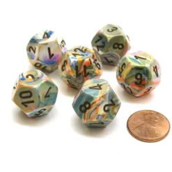 Dice>Festive 18mm 12 Sided D12 Chessex Dice, 6 Pieces - Vibrant with Brown - Your Source for Gaming Essentials
