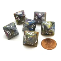 Dice>Festive 15mm 8 Sided D8 Chessex Dice, 6 Pieces - Carousel with White - Your Source for Gaming Essentials