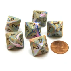 Dice>Festive 15mm 8 Sided D8 Chessex Dice, 6 Pieces - Vibrant with Brown - Your Source for Gaming Essentials