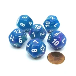 Dice>Festive 18mm 12 Sided D12 Chessex Dice, 6 Pieces - Waterlily with White Numbers - Your Source for Gaming Essentials