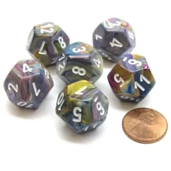 Dice>Festive 18mm 12 Sided D12 Chessex Dice, 6 Pieces - Carousel with White - Your Source for Gaming Essentials