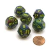 Dice>Festive 18mm 12 Sided D12 Chessex Dice, 6 Pieces - Rio with Yellow - Your Source for Gaming Essentials