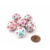 Dice>Festive 18mm 20 Sided D20 Chessex Dice, 6 Pieces - Pop Art with Red Numbers - Your Source for Gaming Essentials
