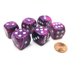 Dice>Festive 20mm Big D6 Chessex Dice, 6 Pieces - Violet with White Pips - Your Source for Gaming Essentials