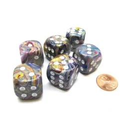 Dice>Festive 20mm Big D6 Chessex Dice, 6 Pieces - Carousel with White Pips - Your Source for Gaming Essentials
