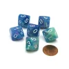 Dice>Festive 16mm D10 (0-9) Chessex Dice, 6 Pieces - Waterlily with White Numbers - Your Source for Gaming Essentials