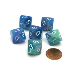 Dice>Festive 16mm D10 (0-9) Chessex Dice, 6 Pieces - Waterlily with White Numbers - Your Source for Gaming Essentials