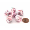 Dice>Festive 16mm D10 (0-9) Chessex Dice, 6 Pieces - Pop Art with Red Numbers - Your Source for Gaming Essentials