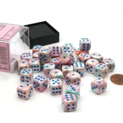 Dice>Festive 12mm D6 Chessex Dice Block (36 Dice) - Pop Art with Blue Pips - Your Source for Gaming Essentials