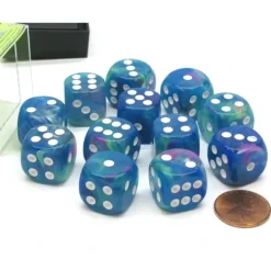 Dice>Festive 16mm D6 Chessex Dice Block (12 Die) - Waterlily with White Pips - Your Source for Gaming Essentials