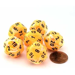 Dice>Festive 20mm D20 Chessex Dice, 6 Pieces - Sunburst with Black Numbers - Your Source for Gaming Essentials