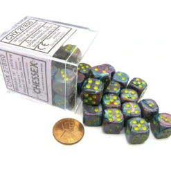 Dice>Festive 12mm D6 Chessex Dice Block (36 Dice) -Mosaic with Yellow Pips - Your Source for Gaming Essentials