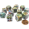 Dice>Festive 16mm D6 Chessex Dice Block (12 Dice) - Vibrant with Brown Pips - Your Source for Gaming Essentials