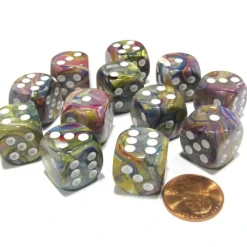 Dice>Festive 16mm D6 Chessex Dice Block (12 Dice) - Carousel with White Pips - Your Source for Gaming Essentials