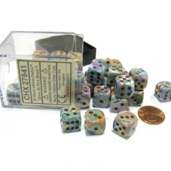 Dice>Festive 12mm D6 Chessex Dice Block (36 Dice) - Vibrant with Brown Pips - Your Source for Gaming Essentials