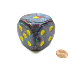 Dice>Festive 50mm Huge Large D6 Chessex Dice, 1 Piece - Mosaic with Yellow Pips - Your Source for Gaming Essentials